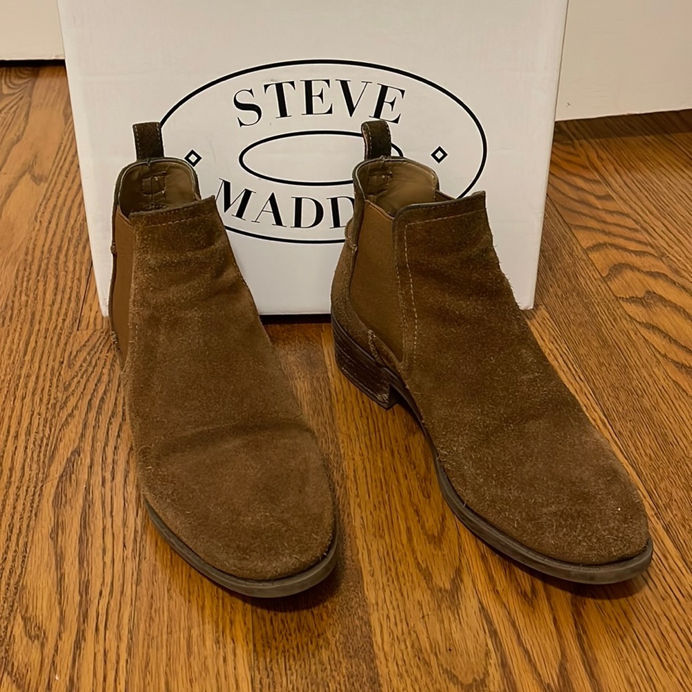 STEVE MADDEN Drape Brown Suede Ankle Boots